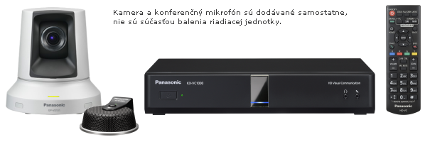 Full HD videokomunikačný systém KX-VC1000 s konferenčným mikrofónom KX-VCA002X a s kamerou GP-VD131