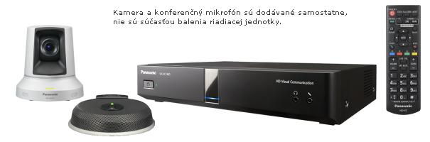 Full HD videokomunikačný systém KX-VC1300 s konferenčným mikrofónom KX-VCA001X a s kamerou GP-VD131