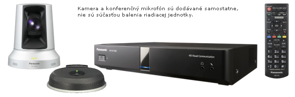 Full HD videokomunikačný systém KX-VC1600 s konferenčným mikrofónom KX-VCA001X a s kamerou GP-VD151